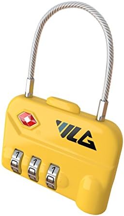 VLG Safety Luggage Lock – Extra Strong Cable Combination Lock – TSA Approved – Durable and Dependable Guarantee (Sunshine Yellow)