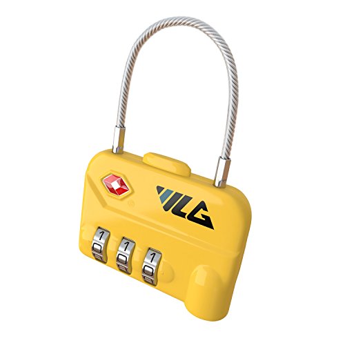 VLG Safety Luggage Lock – Extra Strong Cable Combination Lock – TSA Approved – Durable and Dependable Guarantee (Sunshine Yellow)