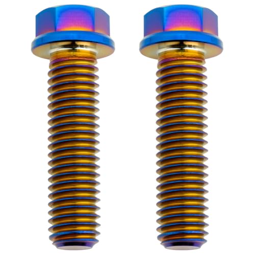 Image of Tusk Titanium Bolt M8 x 30mm x 1.25 Pitch 2 Pack Hex Flange 10mm Head and T40 Burnt Blue 45% Lighter (2 Packs) (M8 x 30mm)