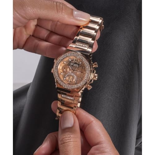 guess ladies 36mm watch - rose gold tone strap amp dial gold tone case