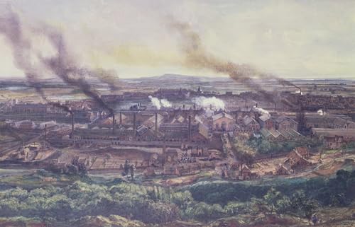 Tableau Les Usines Du Creusot par Ignace François Bonhomme impression d'art sur toile 60x90cm