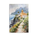 Pintura de acuarela de Tenerife para pared, póster de España, impresión de viaje, decoración del hogar, regalo para amantes del arte, sin marco, 60 x 90 cm