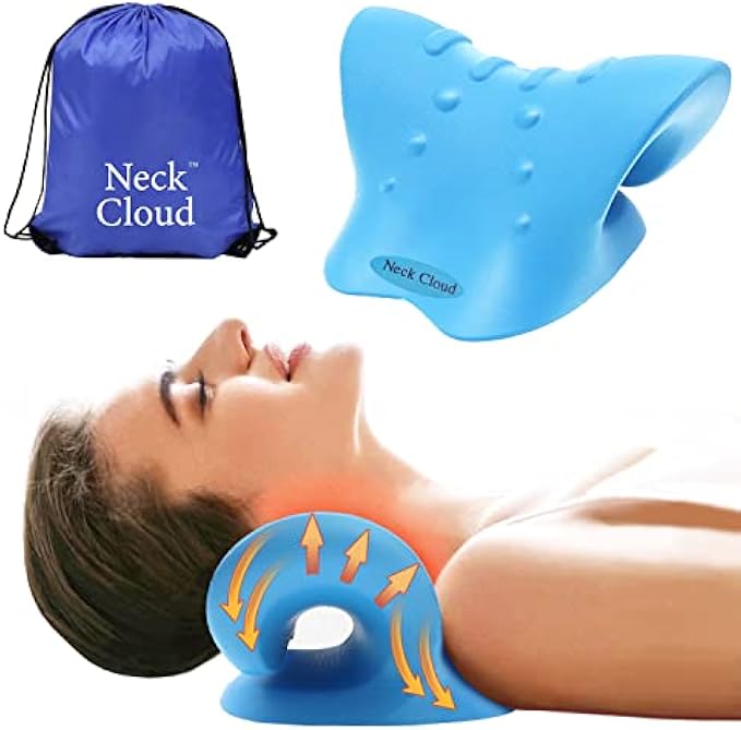 Neck Cloud™ - Cervical Traction Device, Trademark Certificate Designates Unique Authentic Product for Hump. Neck Stretcher Cervical Traction for Tmj Pain Relief (Blue)