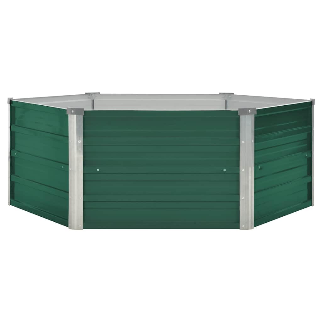 Bancal de acero galvanizado 129 x 129 x 45 cm verde con suelo abierto para un drenaje óptimo y estabilidad robusta