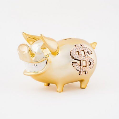 Biggy Piggy Money Bank Goldplated Ceramic