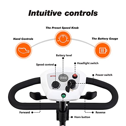 Metro Mobility 4 Wheel Powered Mobility Scooters For Seniors - 300 Lbs Capacity Motorized Scooter For Adults, Travel - Front & Rear Led Light - White #TOP2
