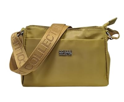 COVERI COLLECTION Borsa a Tracolla Donna, Nylon Impermeabile, Doppio Scomparto, Dimensioni 24x12x17 cm, Multicolore, Multi Tasche con Zip Art.5056-22 (GIALLO)