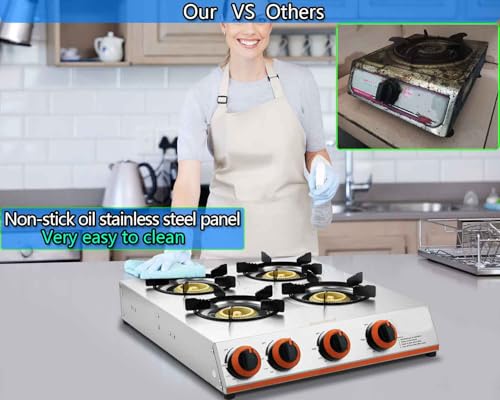Horynar Propane Stove 4 Burner,Gas Stove Auto Ignition, 41,000 BTU Propane Burner Thickened Stainless Steel,Very Sturdy, Easy to Clean, LPG for Outdoor Cooking, RV, Emergency by Horynar - Image 6