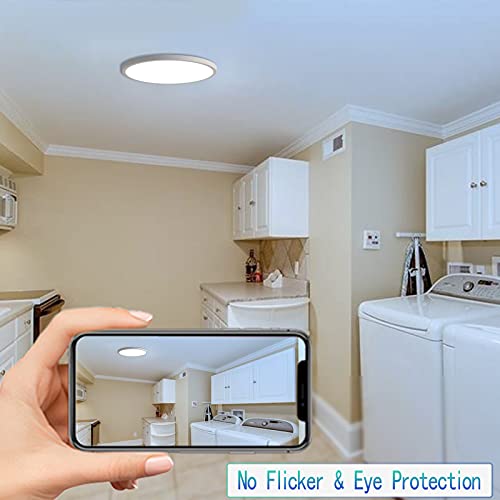 Threebro Ceiling Light 9 Inch 24W Flush Mount Led Ceiling Lights,Modern Round Ultra Thin Ceiling Lamp Surface Mount For Living Room Bedroom Kitchen Basement Lighting Fixture, 6500K Daylight White #TOP5