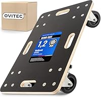Ovitec Rollbrett für Schwerlast | Extra Leise Räder | 400kg Belastung | 60 x 40 cm | aus hochwertigem Holz | schwarz | Vormontiert | Rollwagen für Pflanzgefäße, Werkstatt & Transport | Transportroller
