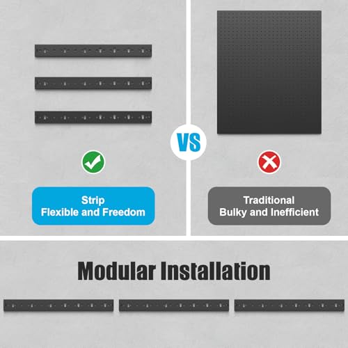 CCCEI-3-Modular-Pegboard-Strip-Storage-Metal-Peg-Slat-Wall-Mount-for-Garage-Basement-Garden-Laundry-Room-Organization-Flexible-Tool-Organizer-for-Rake-Shovels-Crafting-Gifts-for-Men-Black