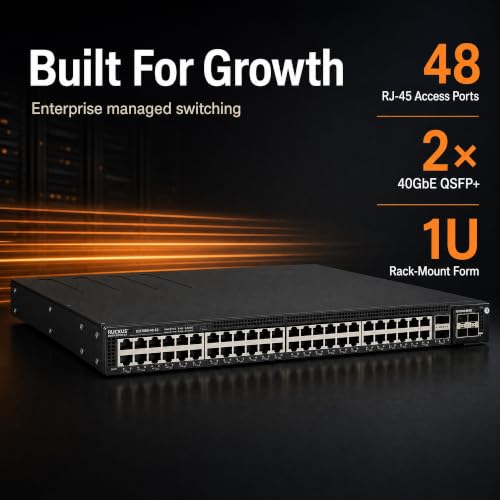 Image of Ruckus ICX7550-48-E2 Managed Switch, 48x 10 /100 /1000 Mbps RJ-45, 2x 40GbE QSFP+ + Modular Expansion Slot Uplinks - Stackable Campus Switch, 40 /100G Uplinks, Multigigabit PoE++ Ready