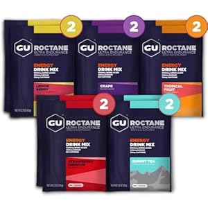 GU Energy Roctane Ultra Endurance Energy Drink Mix, Vegan, Gluten-Free, Kosher, Caffeine- Free, and Dairy-Free n-the-Go Energy for Any Workout, Assorted Flavors, 10 Single Serve Travel Size Packets