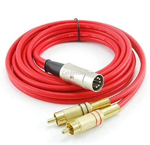 CablesOnline 6ft 5-Pin Din Male to 2-RCA Male Professional Audio Cable for Bang & Olufsen, Naim, Quad.Stereo Systems, Red (BO-206R)