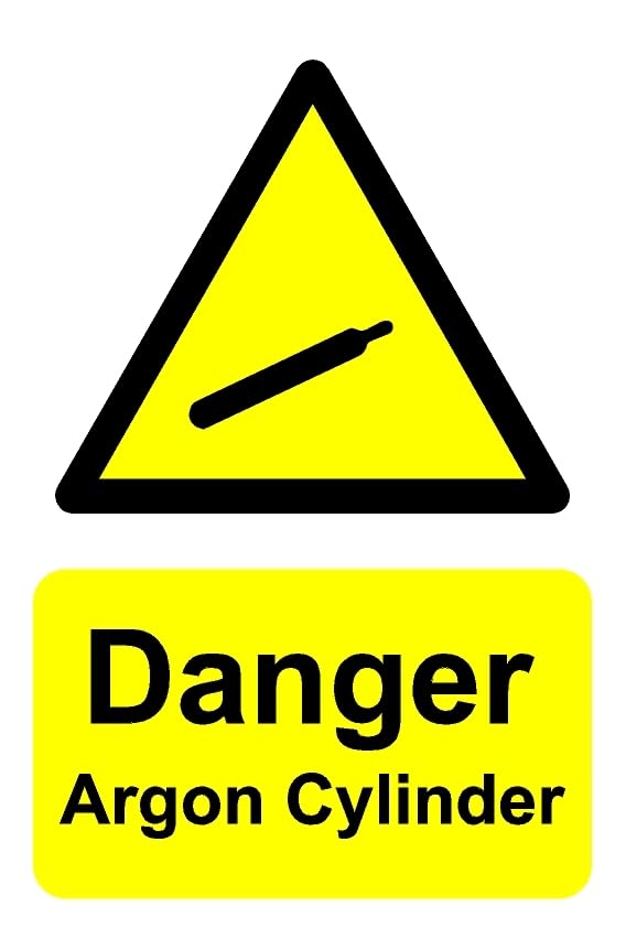 Danger argon cylinder safety sign - 1mm flexible Plastic sign (400mm x 300mm)