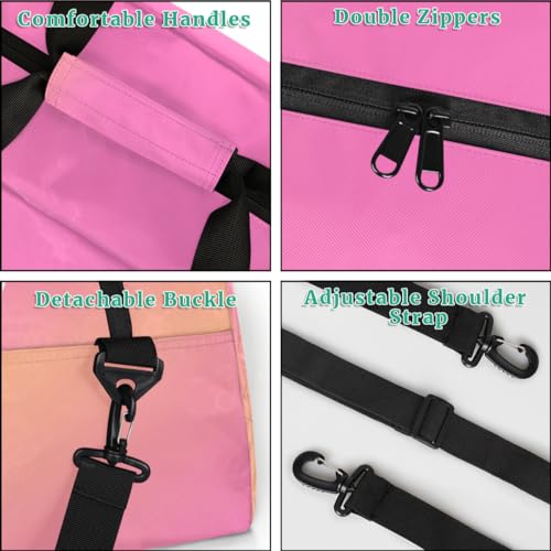 Personalized Cheer Bag Girl Sport Duffel Bag, Custom Kids Gym Bag, Customize Travel Duffle Bag with Name, Overnight Weekender Bags,Orange Pink Gradient, Cheerleading Gifts4