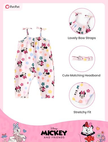 Image of Disney Frozen Elsa Princess Minnie Stitch Marie Girls Romper with Bow Tie Strap and Headband Cute Jumpsuit for Baby & Toddler