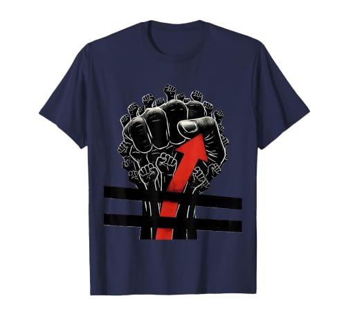 Crowd of Protesters Flooding City Streets Graphic T-Shirt, Men, Navy Blue, Large