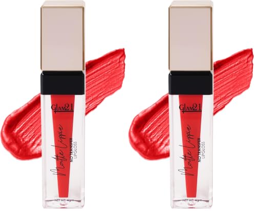 Image of Glam21 Matte Lippie No Transfer Lip Gloss | Lightweight and comfortable| Creamy Matte Formula - 4 gm | Pixie Dust-12 (Pack of 2)