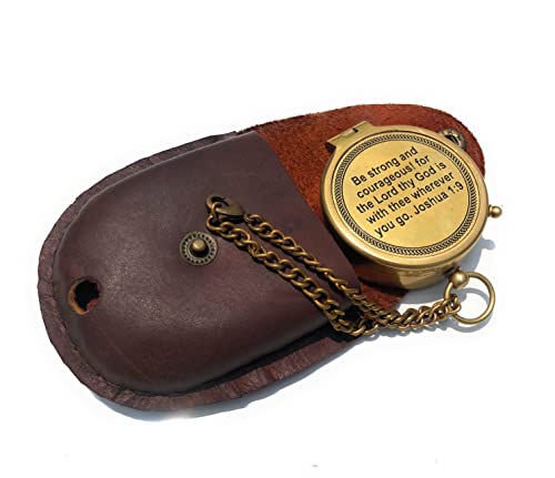 Antique Pocket Compass Engraved Compass Be Strong and Courageous Poem Gift for Confirmation, Baptism, Best Easter, Birthday, Graduation, Wedding, Religious
