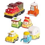 Robocar Poli Toys, [6 Pack] DIE-CAST Metal Toy Cars, Cap + Mini + Rody + Trino + Camp + Lifty (Brooms Town's Friends), Kids for Ages 3+