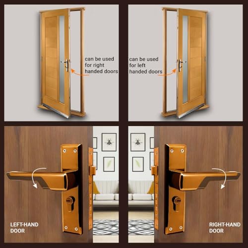 Image of Volo Luxury Series 10 inch Handle On Plate Mortise Door Lock | Bedroom Door Lock with Brass Cylinder and 10 inch Lock Body for Home /Hotels /Office with 3 Brass Computerised Keys (PVD Rose Gold)