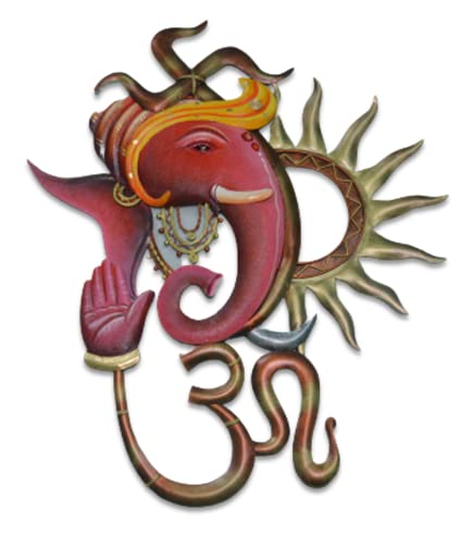 Mauli Handicraft Handmade Iron Decorative Swastik Om Sun Ganesha Wall Hangings (28 cm x 20 cm x 1 cm) 2
