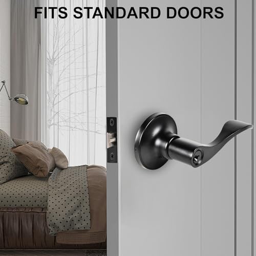 Brigligh High-Security Stainless Steel Door Handle - with Lock and Key, Door Lever for Bedroom, Bathroom and Rooms(Black) by Brigligh - Image 5