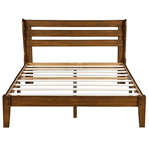 Sleeplace Wood Platform Headboard, Full Bed Frame, Natural #TOP1