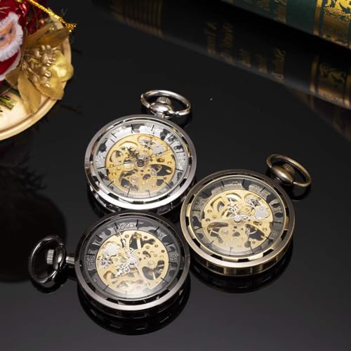 Sibosun MCD-HBH029 Steampunk Transparent Open Face Pocket Watch thumb #3