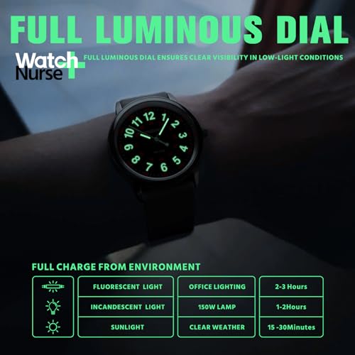 PINDOWS Women's Nurse Watch with Luminous Dial, 12/24 Hour Display, Waterproof Silicone Band for Medical Professionals - Image 4