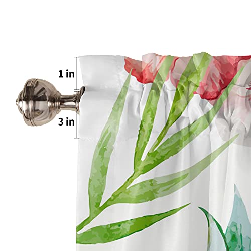 Valance Curtain For Kitchen Windows/ Living Room/ Bedroom/ Cafe, Summer Fresh Pineapple Tropical Palm Leave Beautiful Flower Watercolor Window Curtain Valance Rod Pocket 54 Inch By 18 Inch, 1 Pane #TOP4