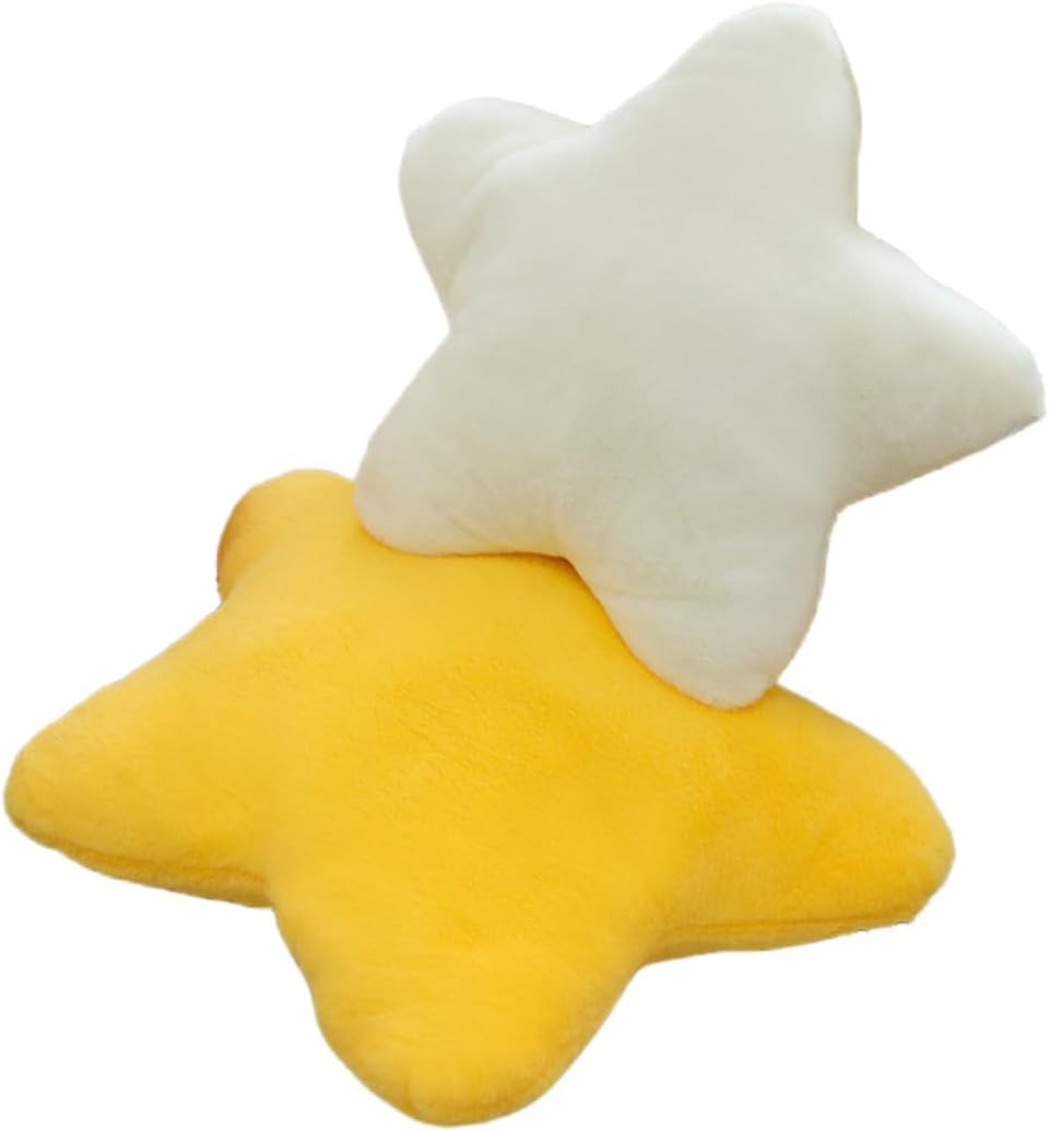 damdos 2PCS 19.6" Star Pillows, Decor Star Soft Faux Rabbit Fur Throw Pillow Couch Bed Sofa, Star Plush Floor Cushion Room Decor Pillow for Bedroom Living Room (Pink+White)