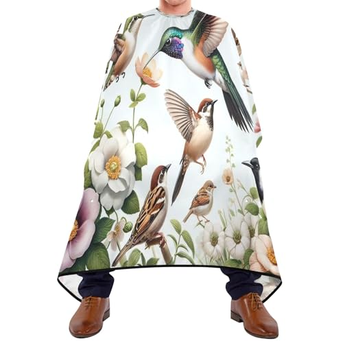 Kigai Bird Flowers Hair Cutting Cape for Men & Women Waterproof Barber Cape Professional Hairdressing Salon Styling Apron with Adjustable Closure Snap