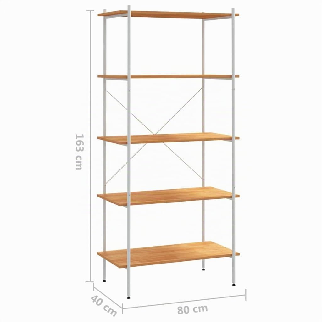 vidaXL Étagère à 5 Niveaux, Meuble de Rangement, Étagère à Livres, Organisateur de Salon Salle de Séjour Maison Intérieur, Blanc et Chêne
