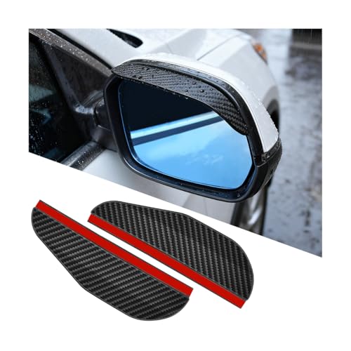 Ywdiml 2PCS Carbon Fiber Car Side Mirror Rain Visor, Waterproof Vehicle Rain Eyebrow Smoke Guard, Automotive Rear View Mirror Rainwater Deflector, Universal for RV, SUV, MPV