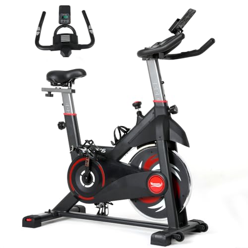 NOVONOVA Bicicleta Estática con Sensor de Pulso, Ajustable Resistencia, Pantalla, Bici Estatica con...