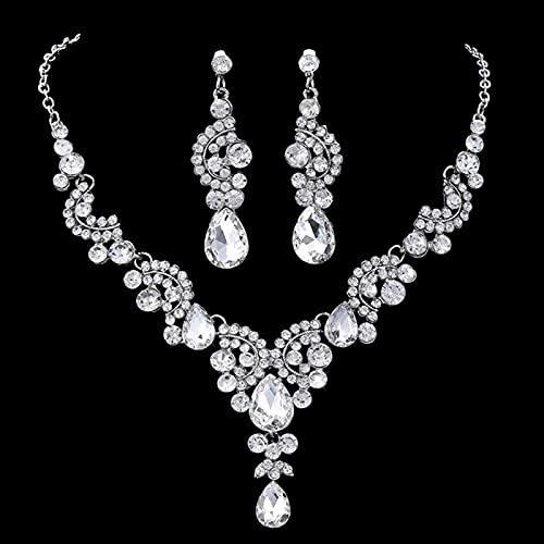 Collier chaîne de mariée et boucles d'oreilles mariage cristal - 5