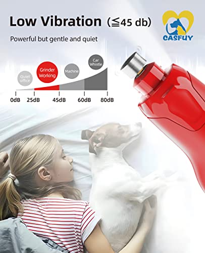 image for Casfuy Dog Nail Grinder Quiet - (45db) 6-Speed Pet Nail Grinder with 2