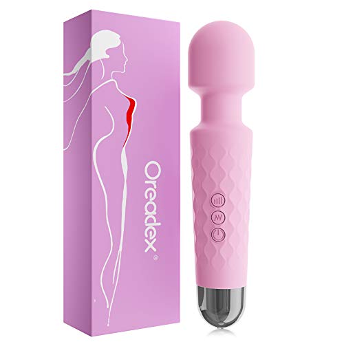 Rechargeable Personal Wand Massager - 20 Patterns & 5 Speeds - with Memory - Constant Output Control - Powerful & Cordless - Perfect for Back and Neck Relief - Sakura Pink