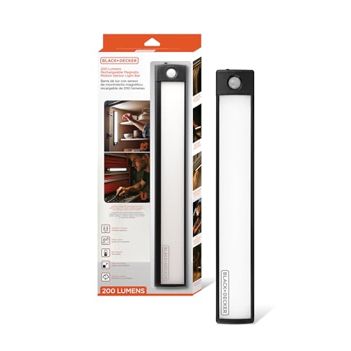 BLACK+DECKER Rechargeable Motion Sensor Light Bar, 200 Lumens Magnetic LED Closet Lights, Wireless Under Cabinet Lighting for Garage, Hallway, Closet & Basement, (1) - image 9