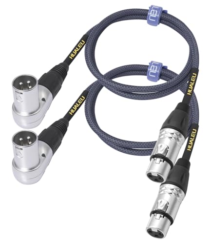 Câble XLR coudé mâle femelle 1,2m pour optimiser l'espace de votre studio maison