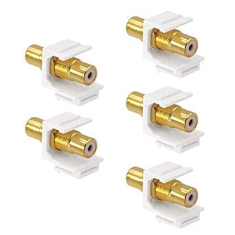 VCE RCA Keystone Jack Insert 5-Pack，Gold Plated RCA Wall Jack Female for Wall Plate