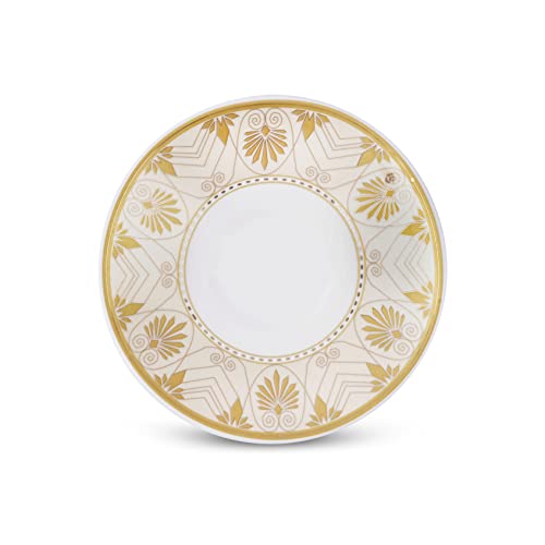 Image of Dandy Lines Alpine Gold Rajasthan Design Cup and Saucer Set, Luxury Tea Set with Saucer, Ceramic, Pack of 12, Microwave & Dishwasher Safe, Great for Hosting & Gifting
