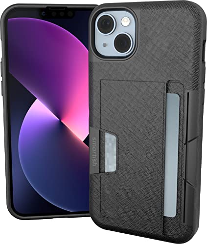 Image of Smartish iPhone 14 Plus Wallet Case - Wallet Slayer Vol. 2 [Slim + Protective] Credit Card Holder w /Kickstand - Drop Tested Hidden Card Slot Compatible w /Apple iPhone 14 Plus - Black Tie Affair