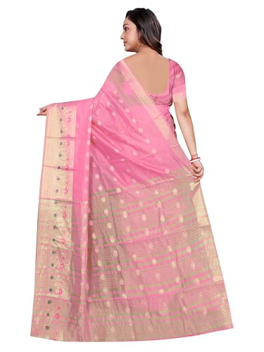 Image of Sarees for Women Wear Organza Silk Banarasi Sari Kanjivaram Soft Pure Paithani Wedding Original Kanchipuram Pattu Sadi with Blouse Piece 2026 (Gulab)