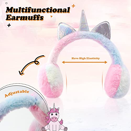 Fsteoe Kid Unicorn Full Ear Muffs Girl Winter Ear Warmers Soft Plush Warm Earmuff (A-Blue) #TOP1