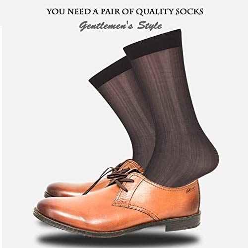 Uaussi 10 Pairs Mens Ultra Thin Dress Socks Silk Sheer Business Socks Soft Nylon Work Trouser Sox Mid Calf