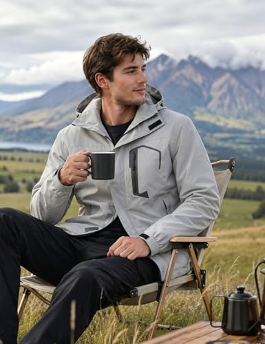 Image of Zoofly Mens Hiking Jacket Waterproof with Hood Lightweight Windbreaker for Outdoor Travel