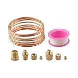 Glomc Öldruckmesser-Schlauch-Set, 182 m, violettes Kupferrohr, mit 1/8 Zoll und 1/4 Zoll NPT Messingbeschlägen für mechanische Ladedruckmessgeräte, kompatibel mit Autos